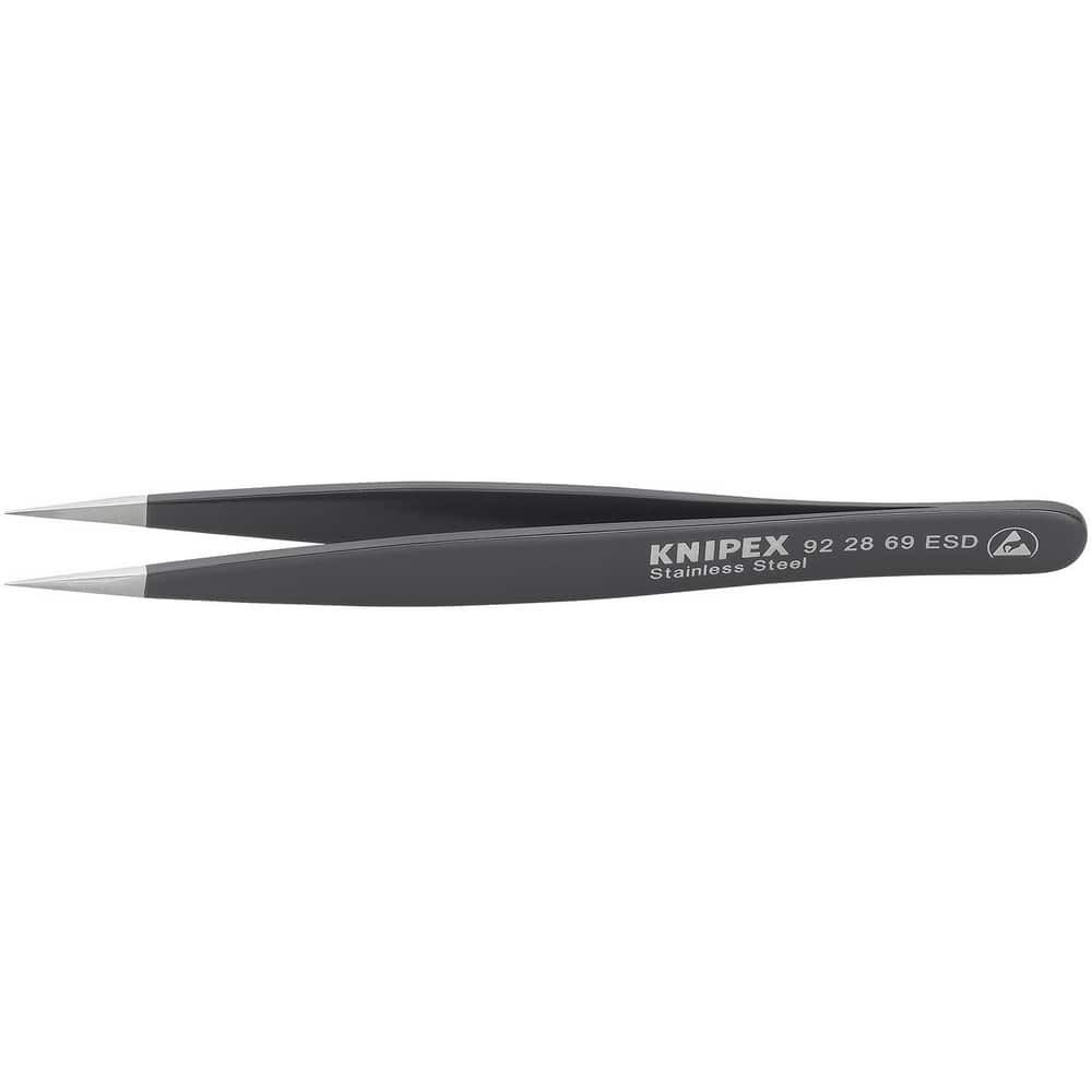 Knipex 92 28 69 ESD Tweezers; Tweezer Type: ESD Safe ; Pattern: Smooth Pointed Tip and Serrated Bent Tip ; Material: Stainless Steel ; Tip Type: Extra Fine ; Tip Shape: Pointed ; Overall Length (Inch): 5-1/4in