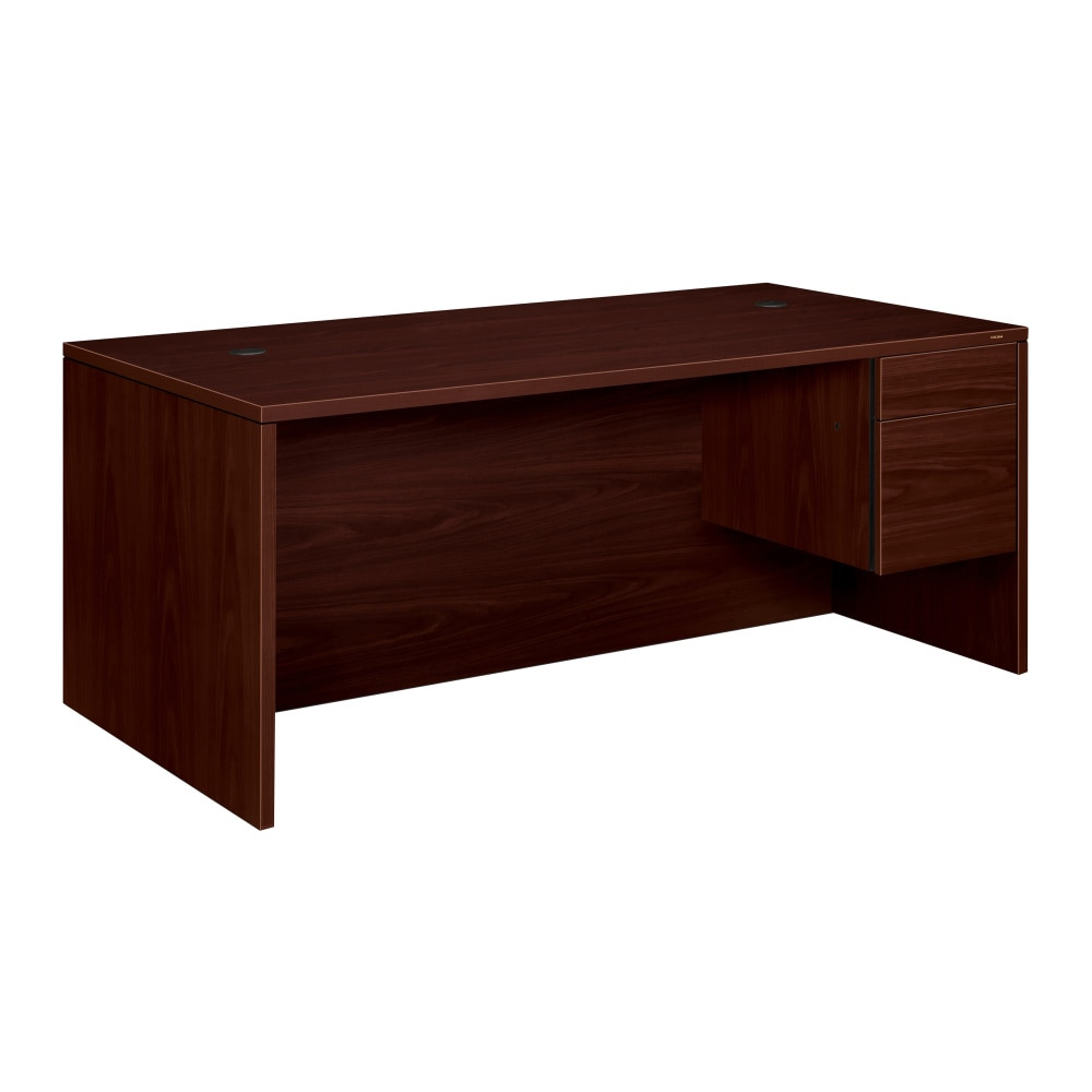 HNI CORPORATION 10585RNN HON 10500 72inW Single-Pedestal Computer Desk With Pedestal On Right/Left Return, Mahogany