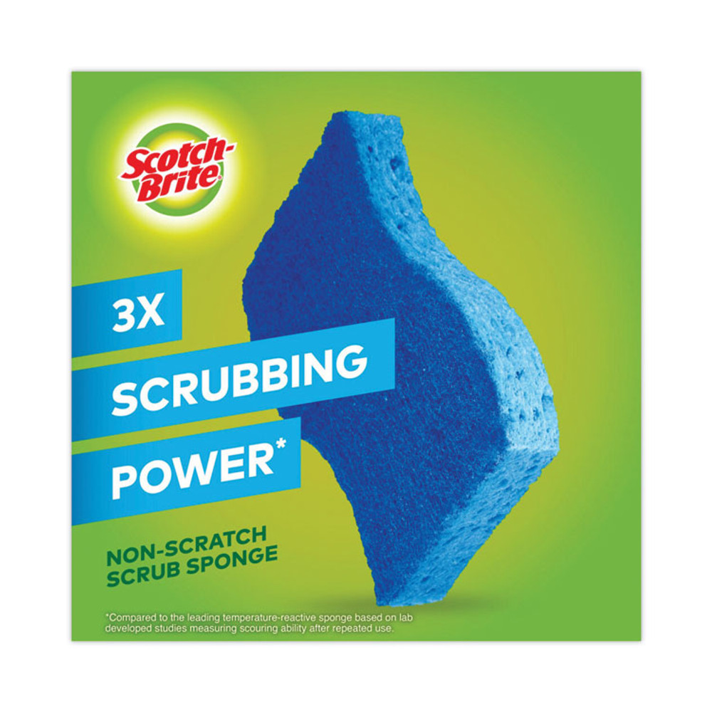 3M/COMMERCIAL TAPE DIV. Scotch-Brite® MP-3-8-D Non-Scratch Multi-Purpose Scrub Sponge, 4.4 x 2.6, 0.8" Thick, Blue, 3/Pack