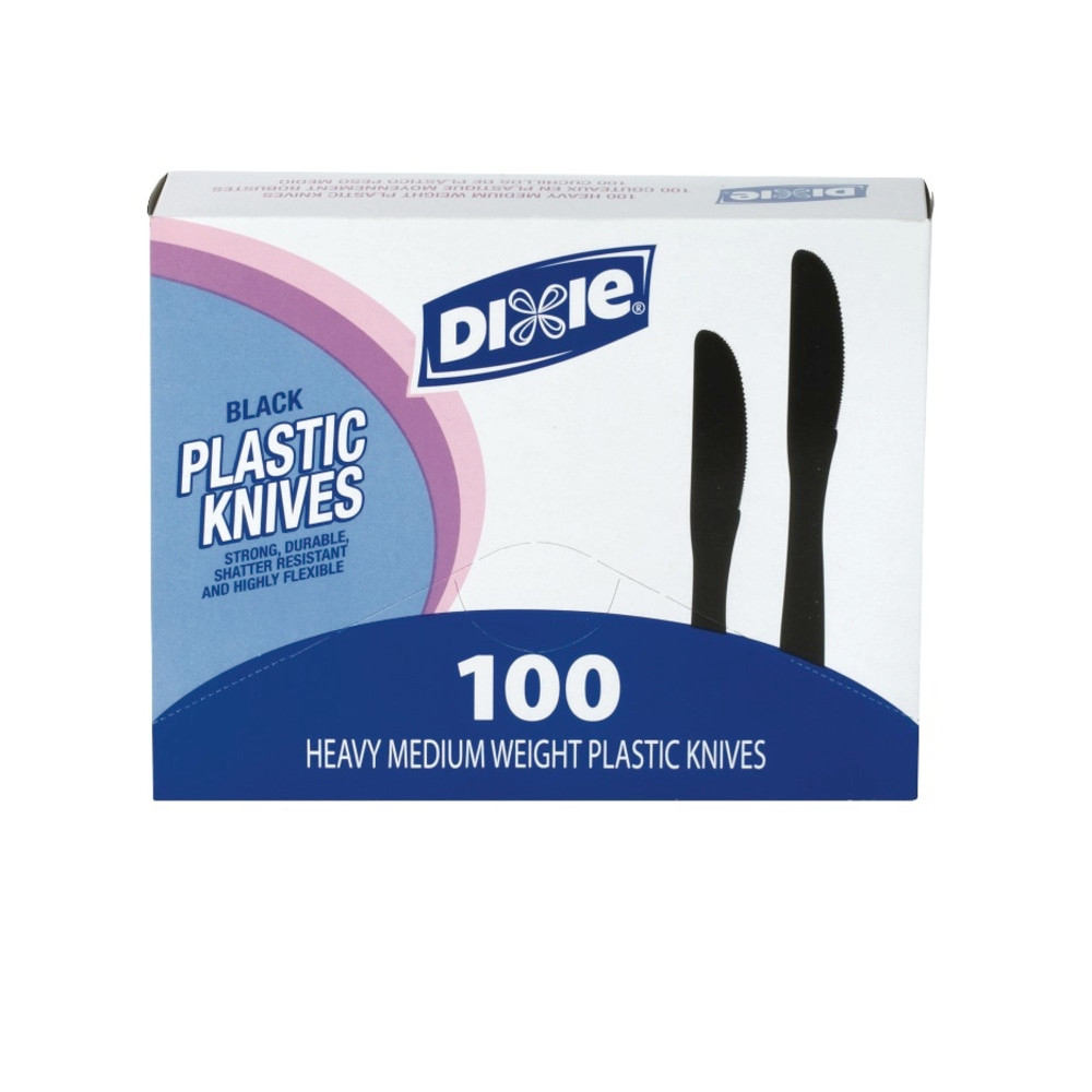 DIXIE FOODS Dixie KM507  Medium-Weight Utensils, Knives, Black, Box Of 100