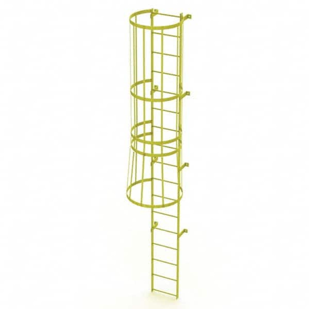 TRI-ARC WLFC1117-Y Steel Wall Mounted Ladder: 16" High, 17 Steps, 350 lb Capacity