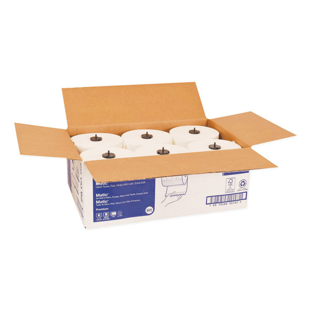 SCA TISSUE Tork® 290096 Premium Soft Matic Hand Towel Roll, 2-Ply, 7.7 x 575 ft, White, 704/Roll, 6 Rolls/Carton