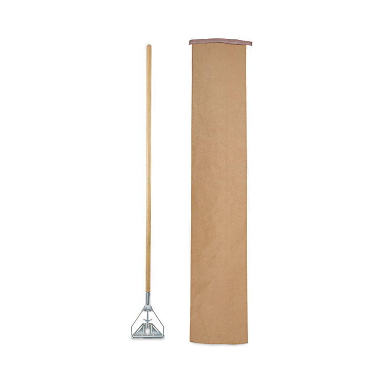 BOARDWALK 603 Screw Clamp Metal Head Wooden Mop Handle, #20+, 1.13" dia x 62", Natural