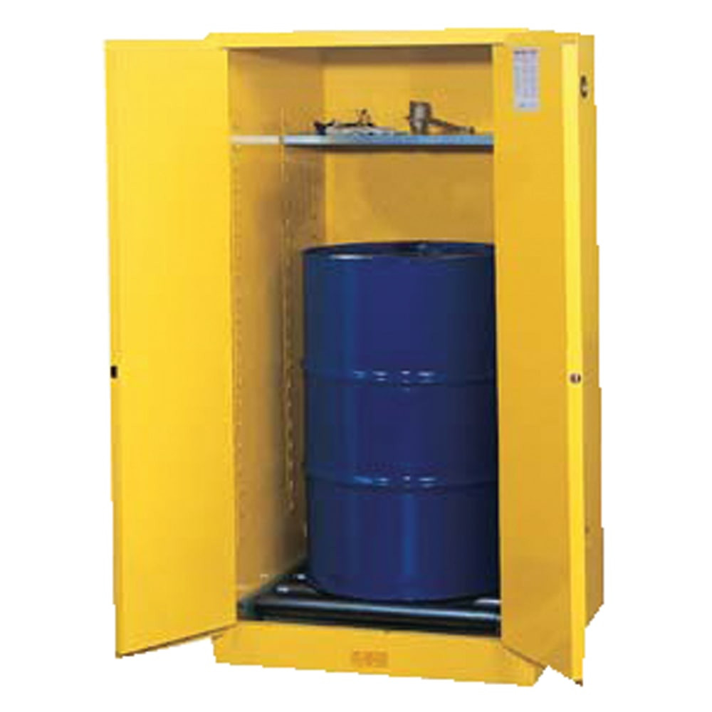 R3 SAFETY LLC 896260 Vertical Drum Safety Cabinets, Manual-Closing Cabinet, 1 55-Gallon Drum, 2 Doors