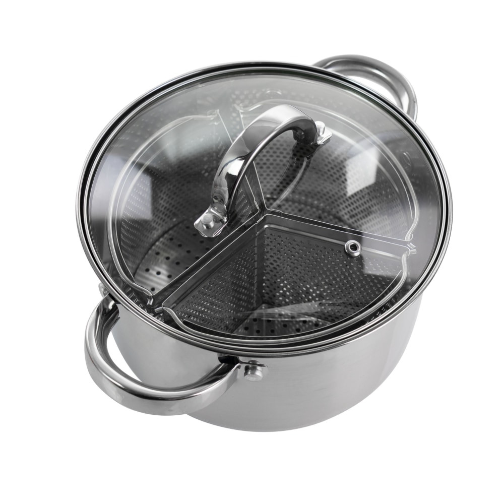 GIBSON OVERSEAS INC. 995114959M Oster Sangerfield 5-Piece Stainless-Steel Dutch Oven Set, 4 Qt