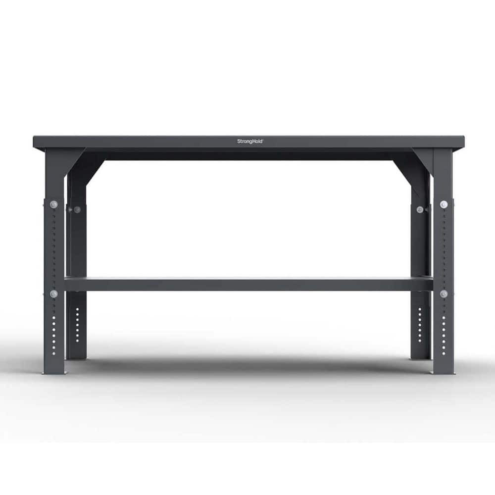 Strong Hold T3024-AL-SSTOP Stationary Work Benches, Tables; Table Type: Work Table ; Bench Style: Height Adjustable Table ; Edge Type: Square ; Leg Style: Adjustable ; Depth (Inch): 24in ; Color: Dark Gray