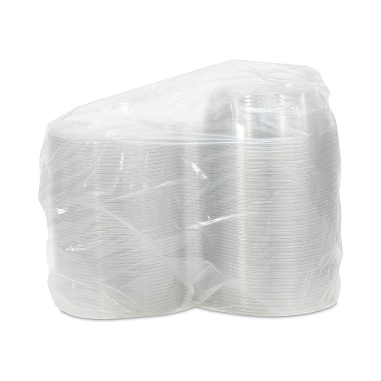 DART CTR48BF SafeSeal Tamper-Resistant, Tamper-Evident Bowls with Flat Lid, 48 oz, 8.9" Diameter x 2.8" h, Clear, Plastic, 100/Carton