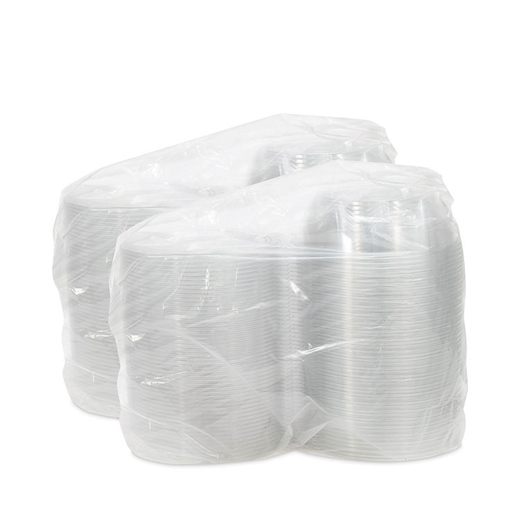 DART CTR48BF SafeSeal Tamper-Resistant, Tamper-Evident Bowls with Flat Lid, 48 oz, 8.9" Diameter x 2.8" h, Clear, Plastic, 100/Carton