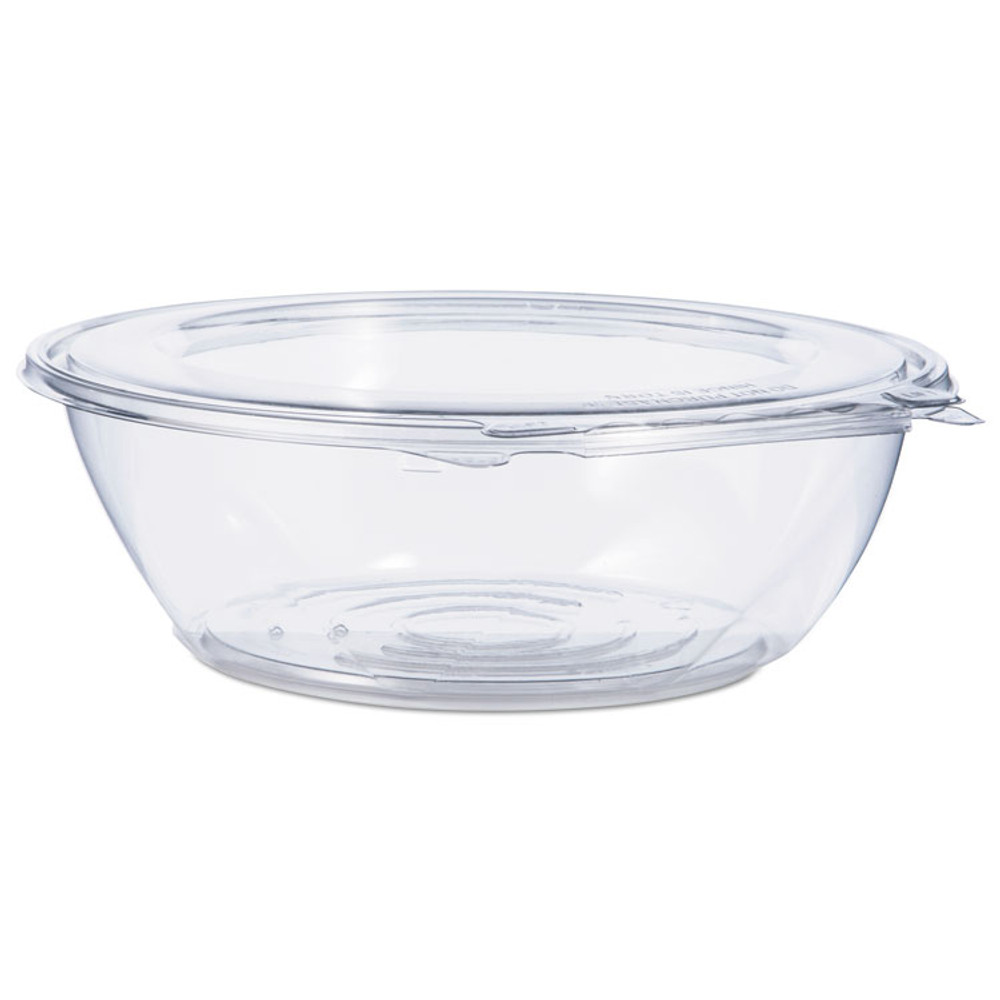 DART CTR48BF Tamper-Resistant, Tamper-Evident Bowls with Flat Lid, 48 oz, 8.9" Diameter x 2.8" h, Clear, Plastic, 100/Carton