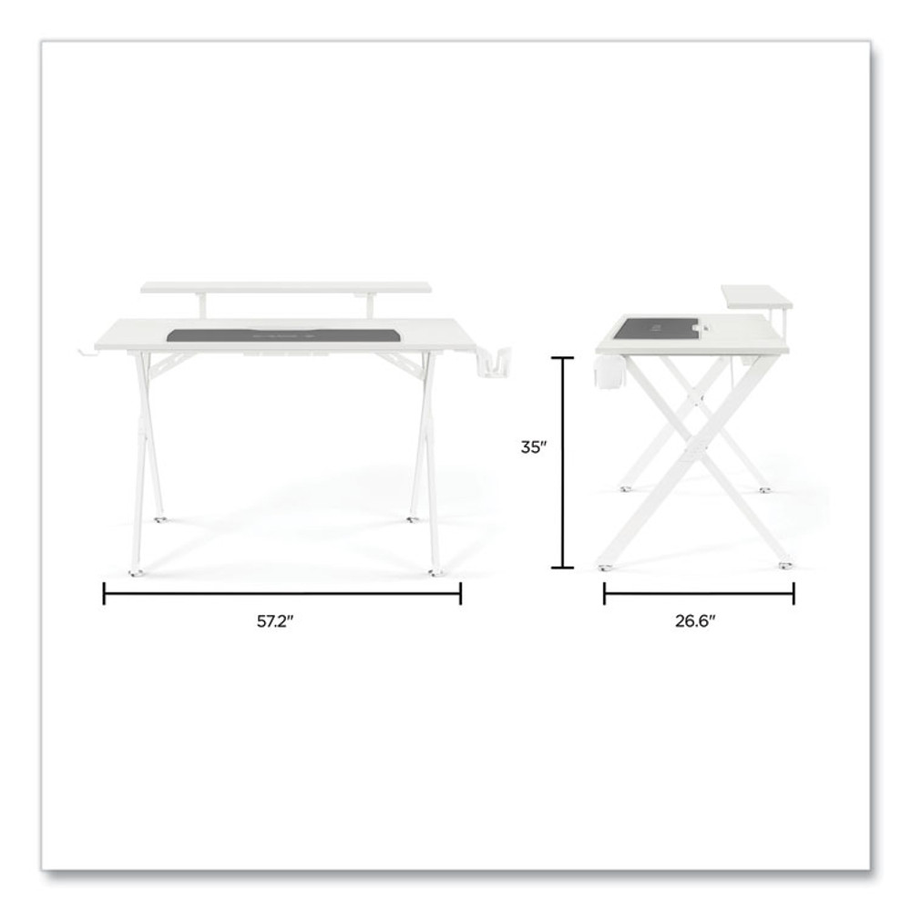 UNION & SCALE 60986 Vizon 47" Gaming Desk, 47.2" x 26.6" x 35", White Colorway