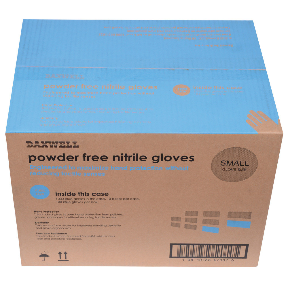PACKAGING DYNAMICS Daxwell F10001528CT  Nitrile Gloves, Small, 100 Pairs Per Box, Case Of 10 Boxes