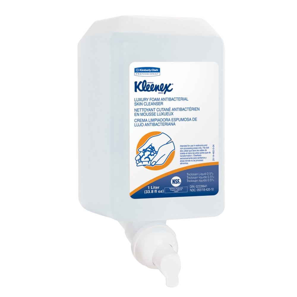 KIMBERLY-CLARK Kleenex 91554  Luxury Antibacterial Foam Skin Cleanser Soap, Unscented, 33.8 Oz Bottle