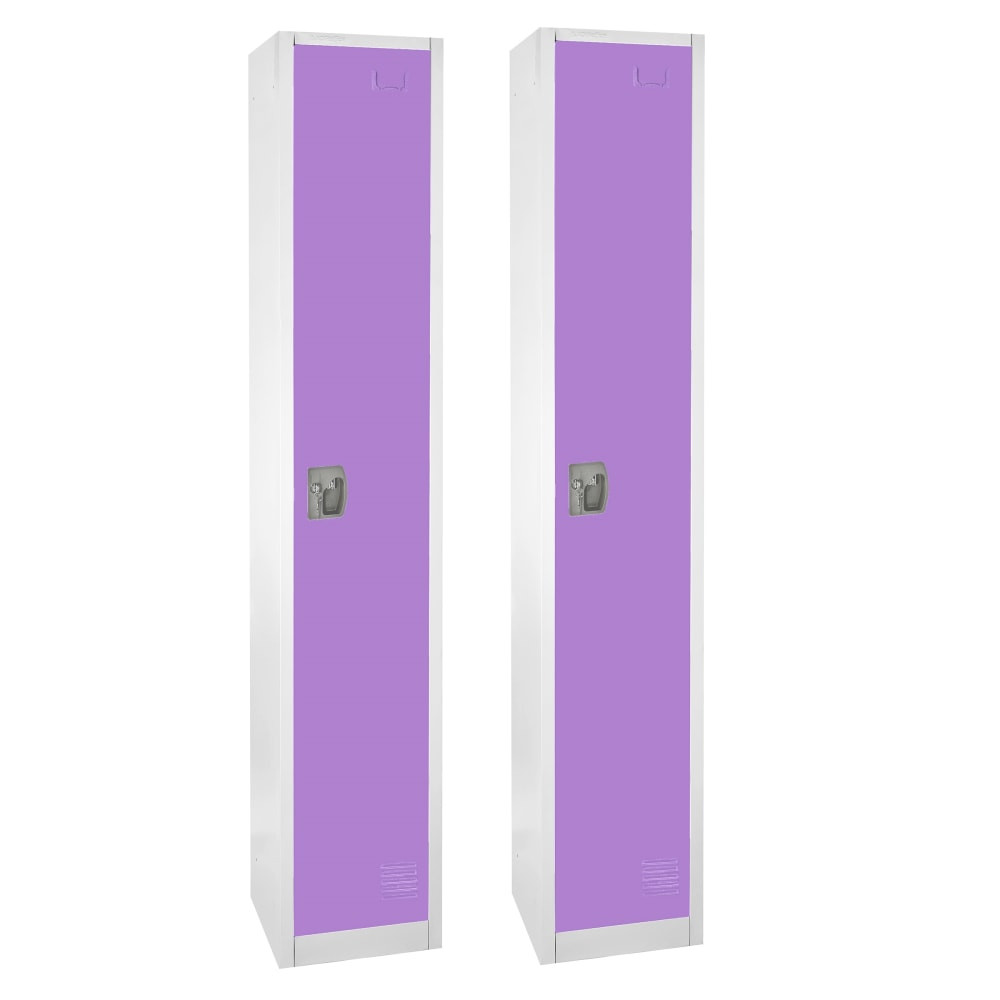 ADIR CORP. ADI629-201-PUR-2PK Alpine 1-Tier Steel Lockers, 72inH x 12inW x 12inD, Purple, Set Of 2 Lockers