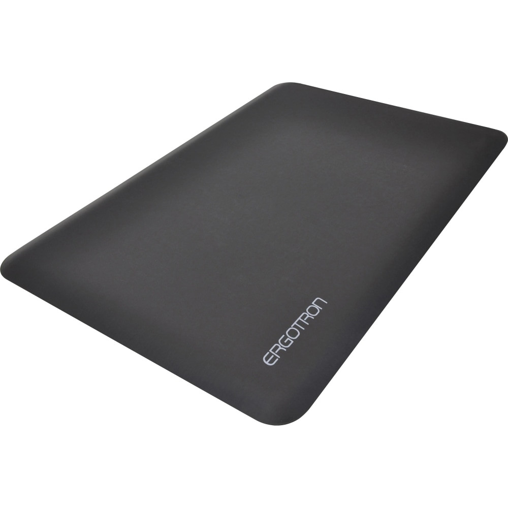 Create a comfortable space to stand while you work with this Ergotron WorkFit floor mat. The beveled edges create a smooth transition from your office floor to help prevent tripping hazards. An ergonomic design offers added comfort and may help reduce leg fatigue, and the durable construction offers lasting use. This Ergotron WorkFit floor mat boasts a closed-cell design, making it easy to clean.  Durable construction stands up to regular use in busy offices.  Beveled edge offers added safety.  Ergonomic floor mat provides comfort throughout extended shifts.  Simple design supports flexible placement in your workplace.