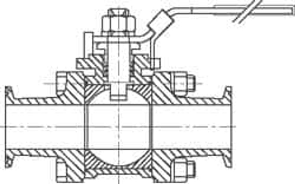 VNE E90WW-62.0 Sanitary Manual Ball Valve: 2" Pipe, Full Port