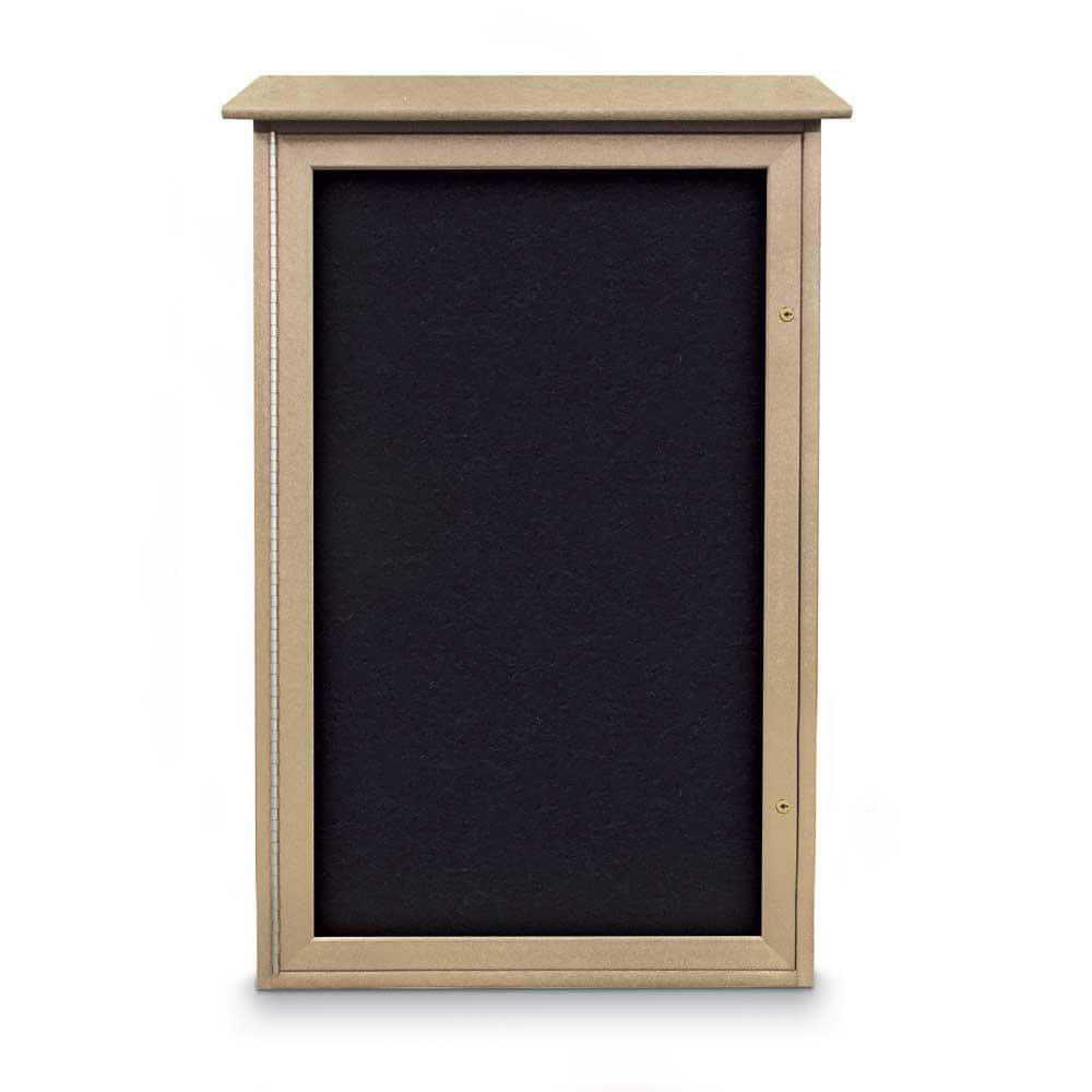 United Visual Products UVSD4226-SAND-R Enclosed Recycled Rubber Bulletin Board: 42" Wide, 26" High, Rubber, Black