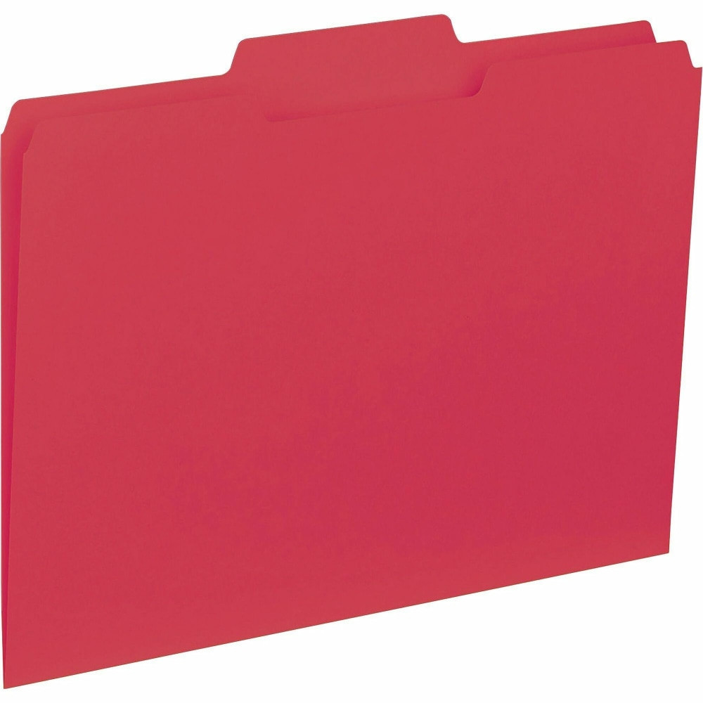 SP RICHARDS 43564 Business Source 1/3-Cut Colored Interior File Folders, Letter Size, Red, Box Of 100 Folders