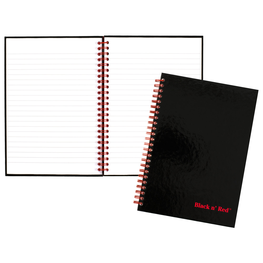 MEADWESTVACO CORP L67000 Black n Red Notebook/Journal, 8 1/4in x 5 7/8in, Black/Red, 70 Sheets