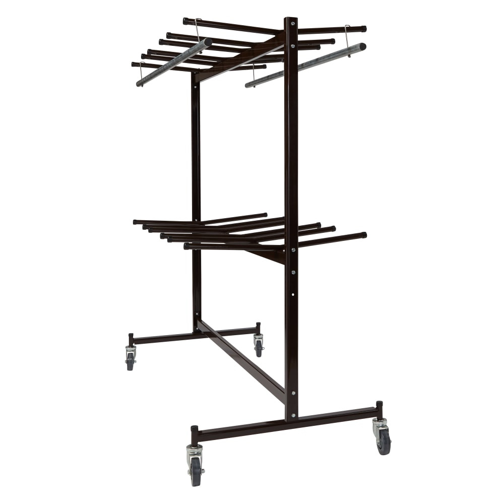 OKLAHOMA SOUND CORPORATION National Public Seating 84-60/1  Folding Chair Dolly/Coat Rack, 70inH x 67inW x 33-1/4inD, Brown