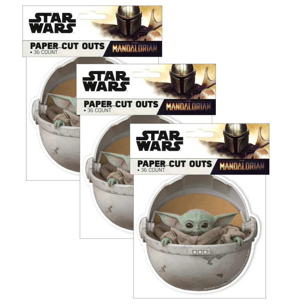 EDUCATORS RESOURCE Eureka EU-841557-3  Paper Cut-Outs, Star Wars The Mandalorian, 36 Cut-Outs Per Pack, Set Of 3 Packs