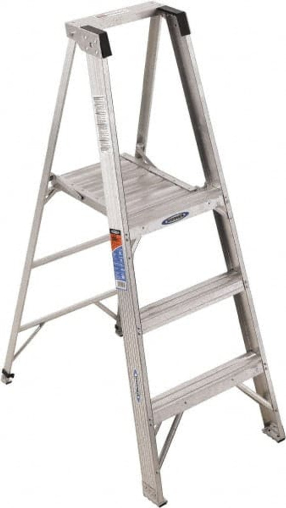 Werner P373 3-Step Aluminum Ladder Platform: 300 lb Capacity, 18" Wide, 12.6" Deep