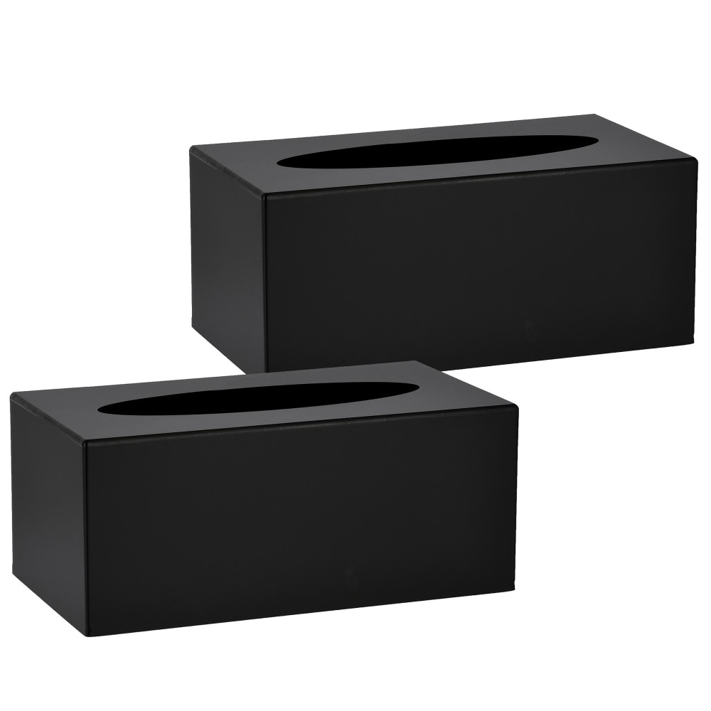 ADIR CORP. Alpine ALP408-BLK-2PK  Acrylic Tissue Box Covers, 4in x 9-2/5in x 5-1/4in, Black, Pack Of 2 Covers
