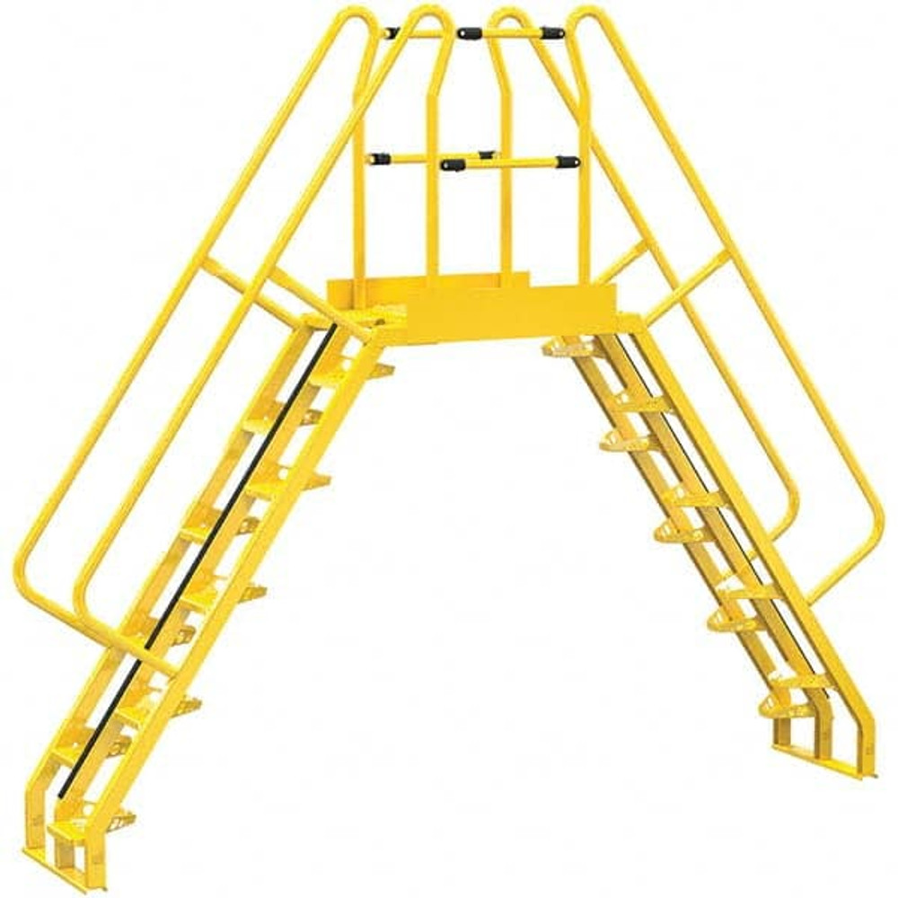 Vestil COLA-6-56-32 10-Step Steel Crossover Bridge Platform: 350 lb Capacity, 20-1/16" Wide, 28.38" Deep, 72-1/8" High