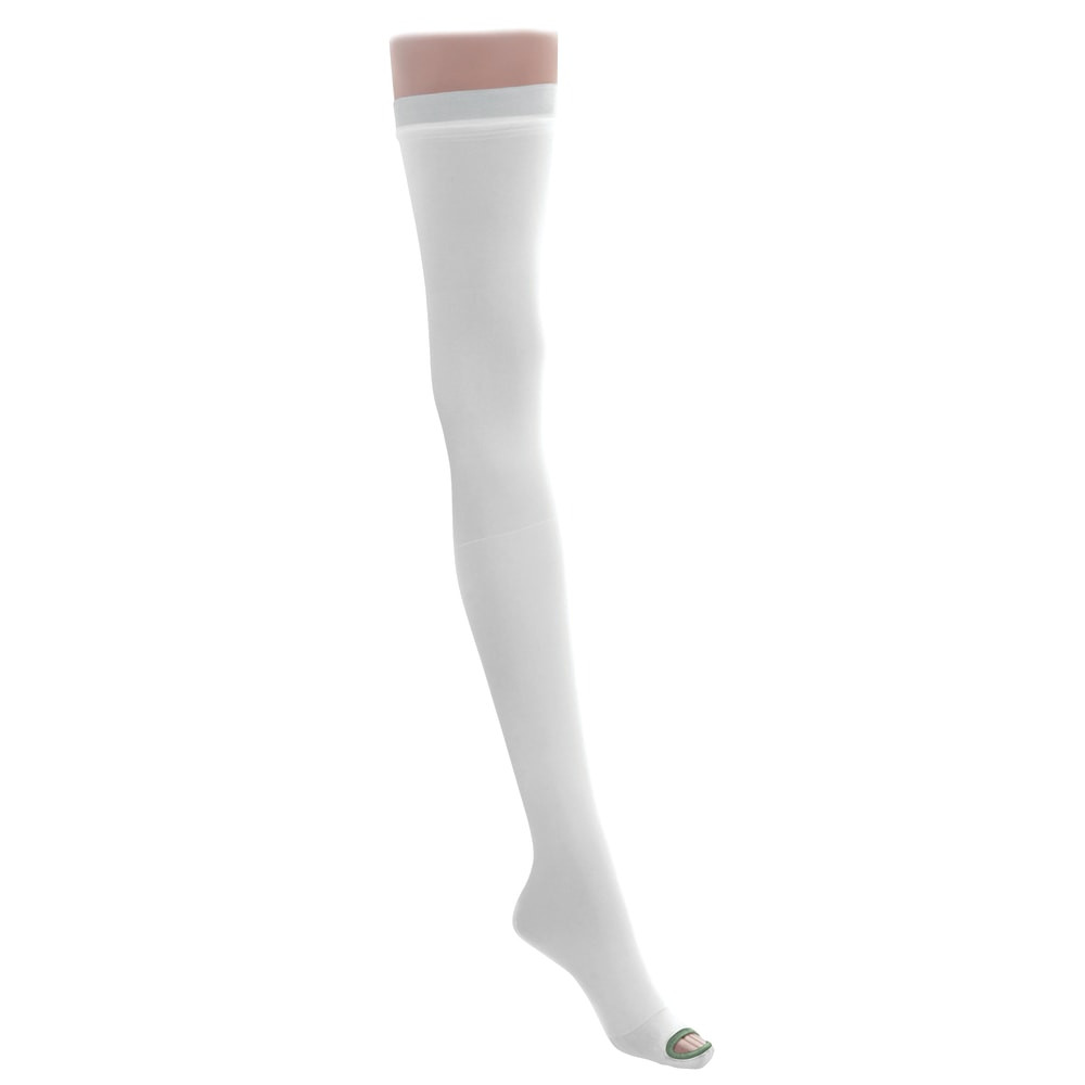 MEDLINE INDUSTRIES, INC. MDS160884 Medline EMS Nylon/Spandex Thigh-Length Anti-Embolism Stockings, X-Large Regular, White, Pack Of 6 Pairs