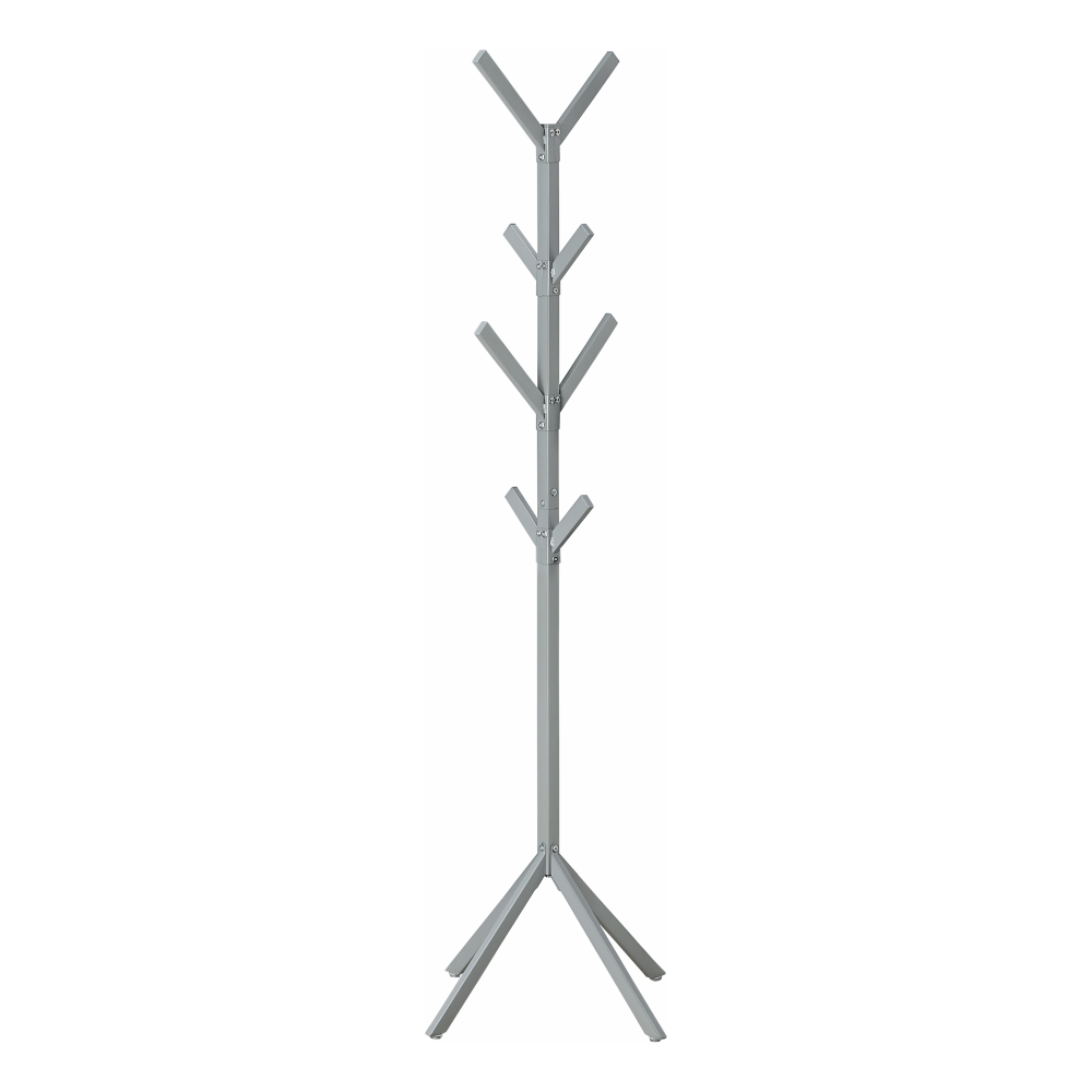 MONARCH SPECIALTIES I 2058  Frida Coat Rack, 70-1/4inH x 17-1/2inW x 17-1/2inD, Silver