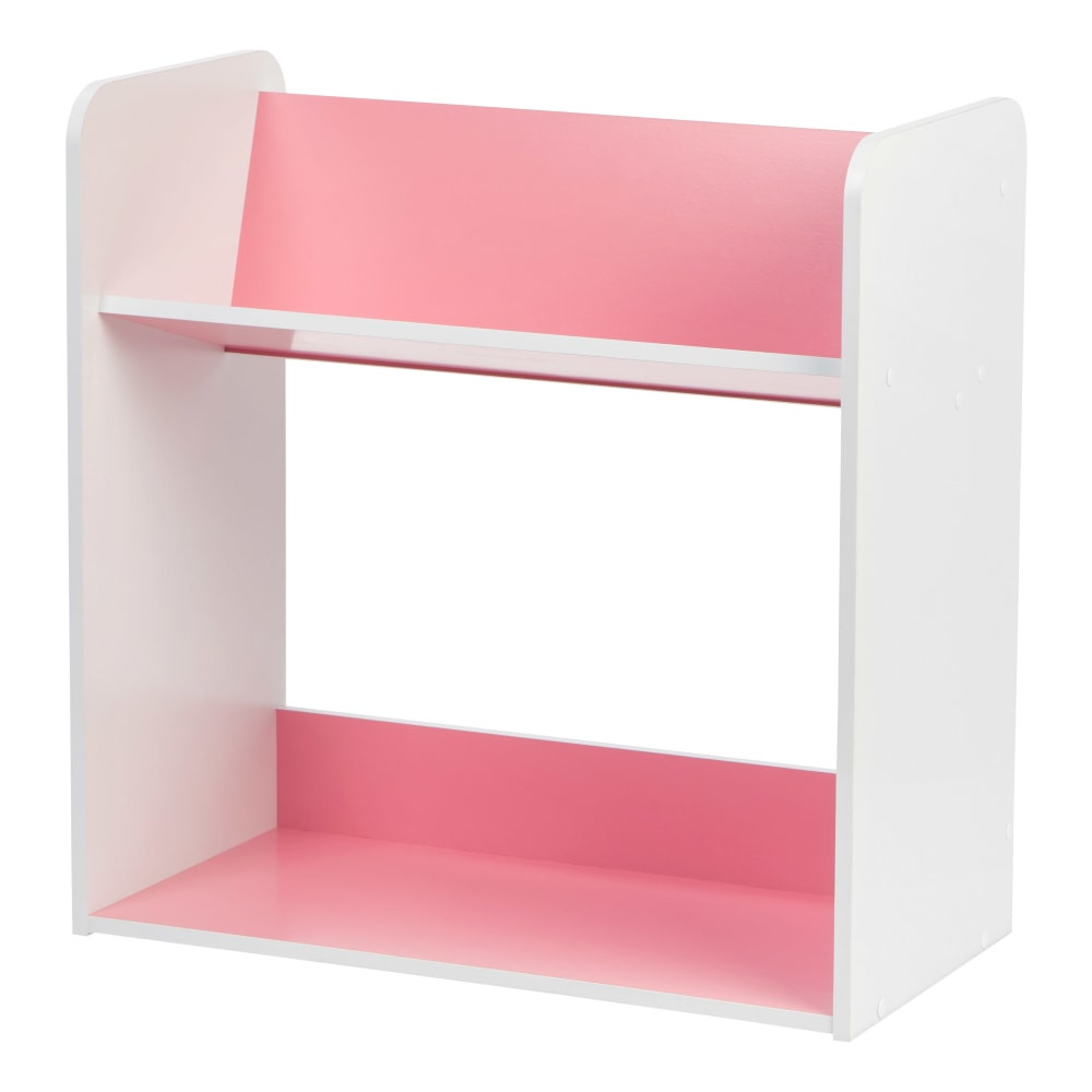 IRIS USA, INC. Iris 596090  24inH 2-Tier Tilted-Shelf Book Rack, Pink/White