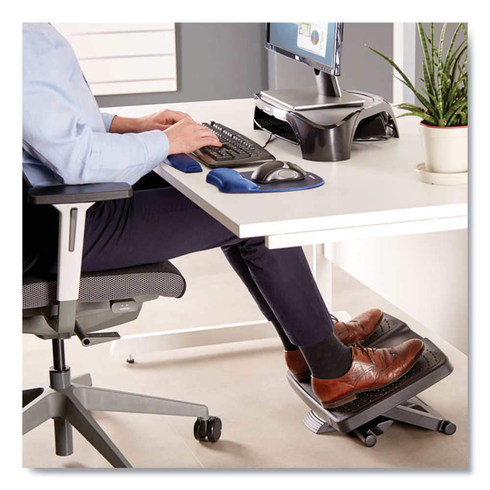 FELLOWES MFG. CO. 8067001 Ultimate Foot Support, HPS, 17.75w x 13.25d x 4 to 6.5h, Black/Gray