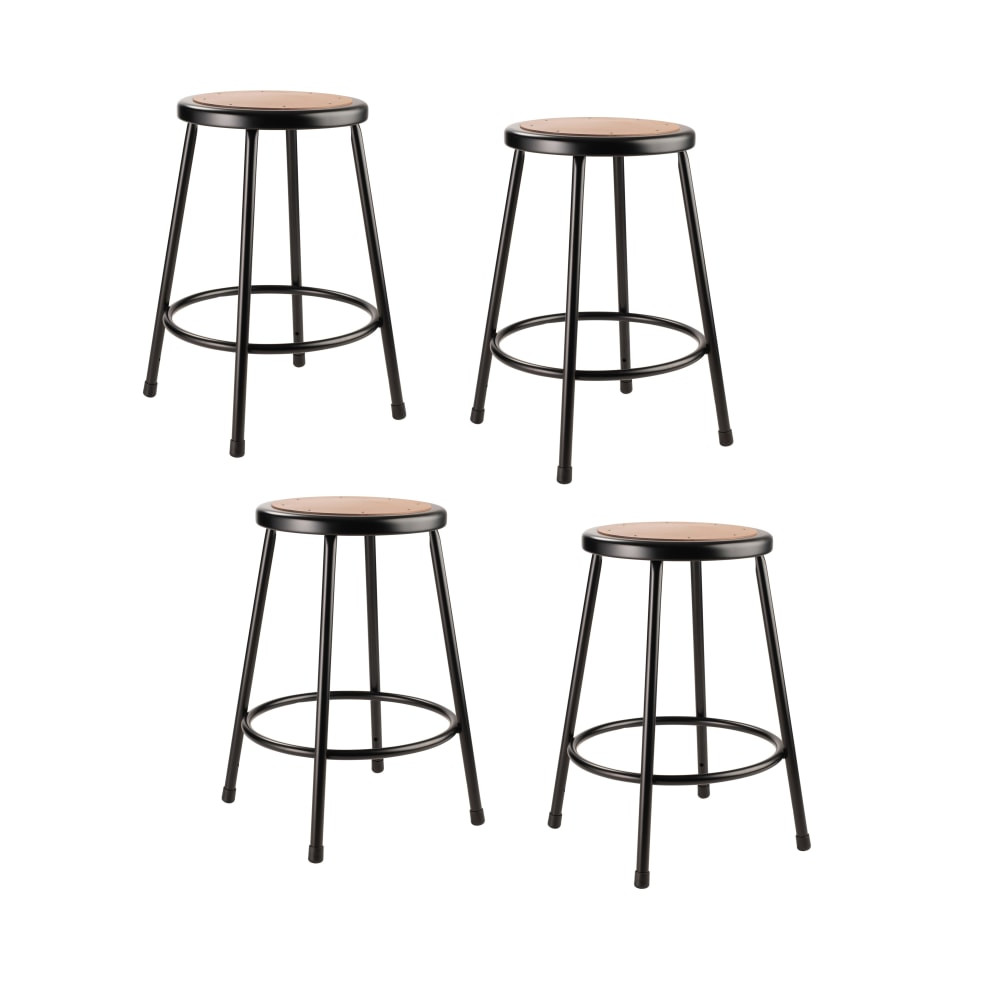 OKLAHOMA SOUND CORPORATION 6224-10/4 National Public Seating Hardboard Stools, 24inH, Black, Set of 4