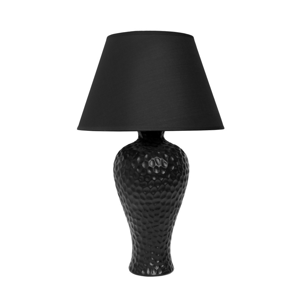 ALL THE RAGES INC Simple Designs LT2004-BLK  Textured  Stucco Ceramic Oval Table Lamp, 14.17inH, Black