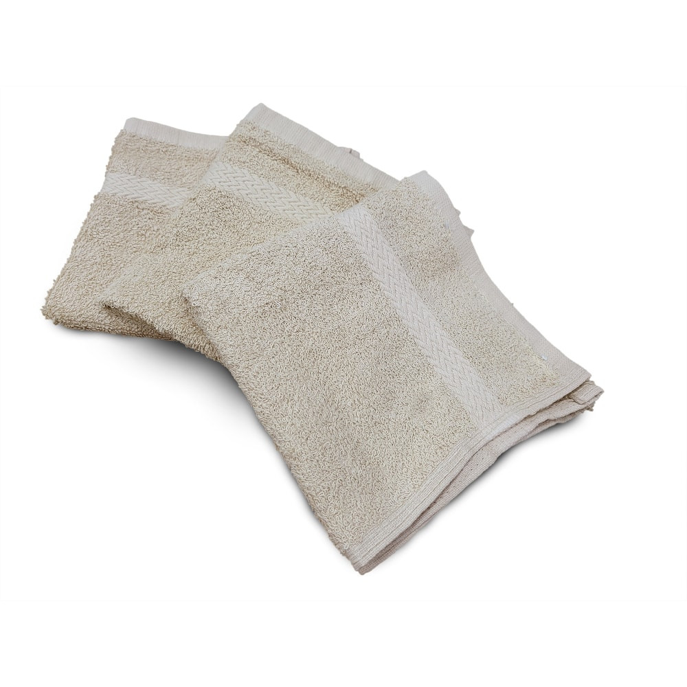 R&R TEXTILE MILLS INC X03130-12 Spa and Comfort Washcloths, 13in x 13in, Beige, Pack Of 12 Washcloths