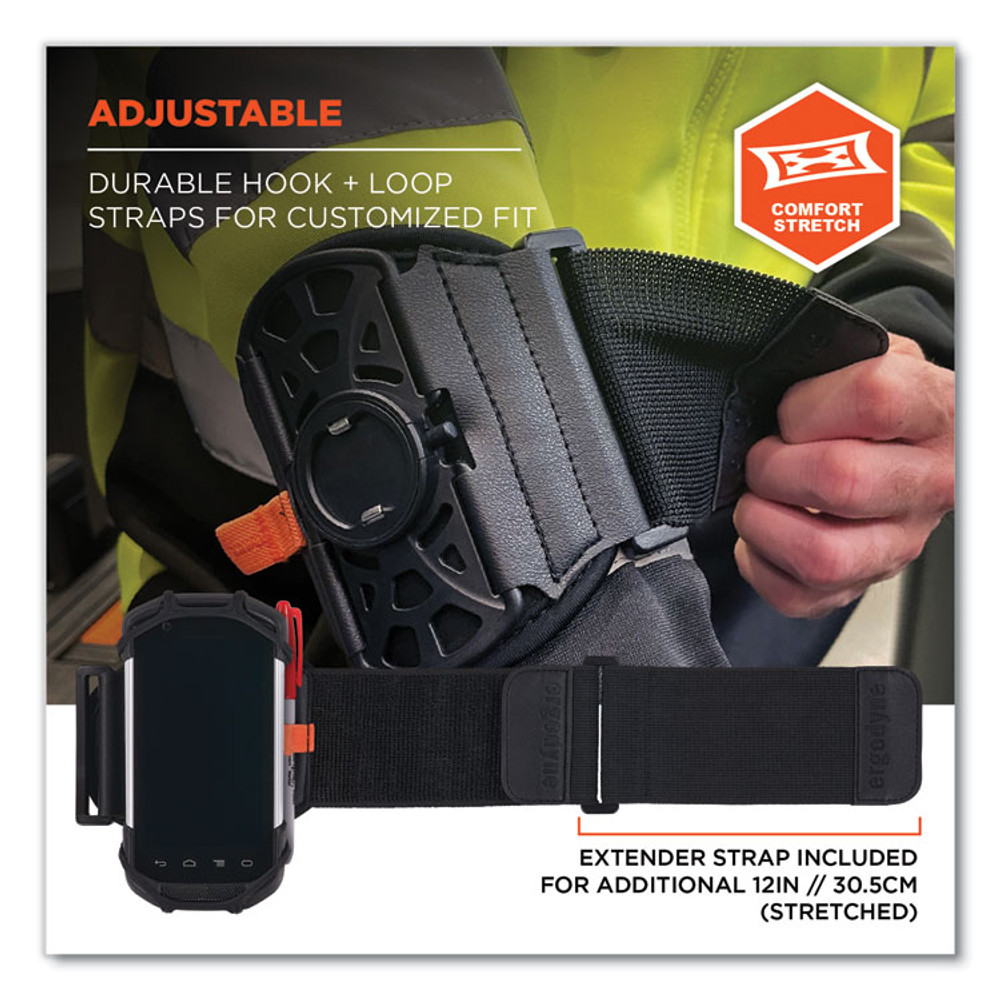 TENACIOUS HOLDINGS, INC. ergodyne® 19145 Squids 5545 Arm and Wrist Scanner Mount, Large 7 x 8.5 x 1.5, Elastic, Black