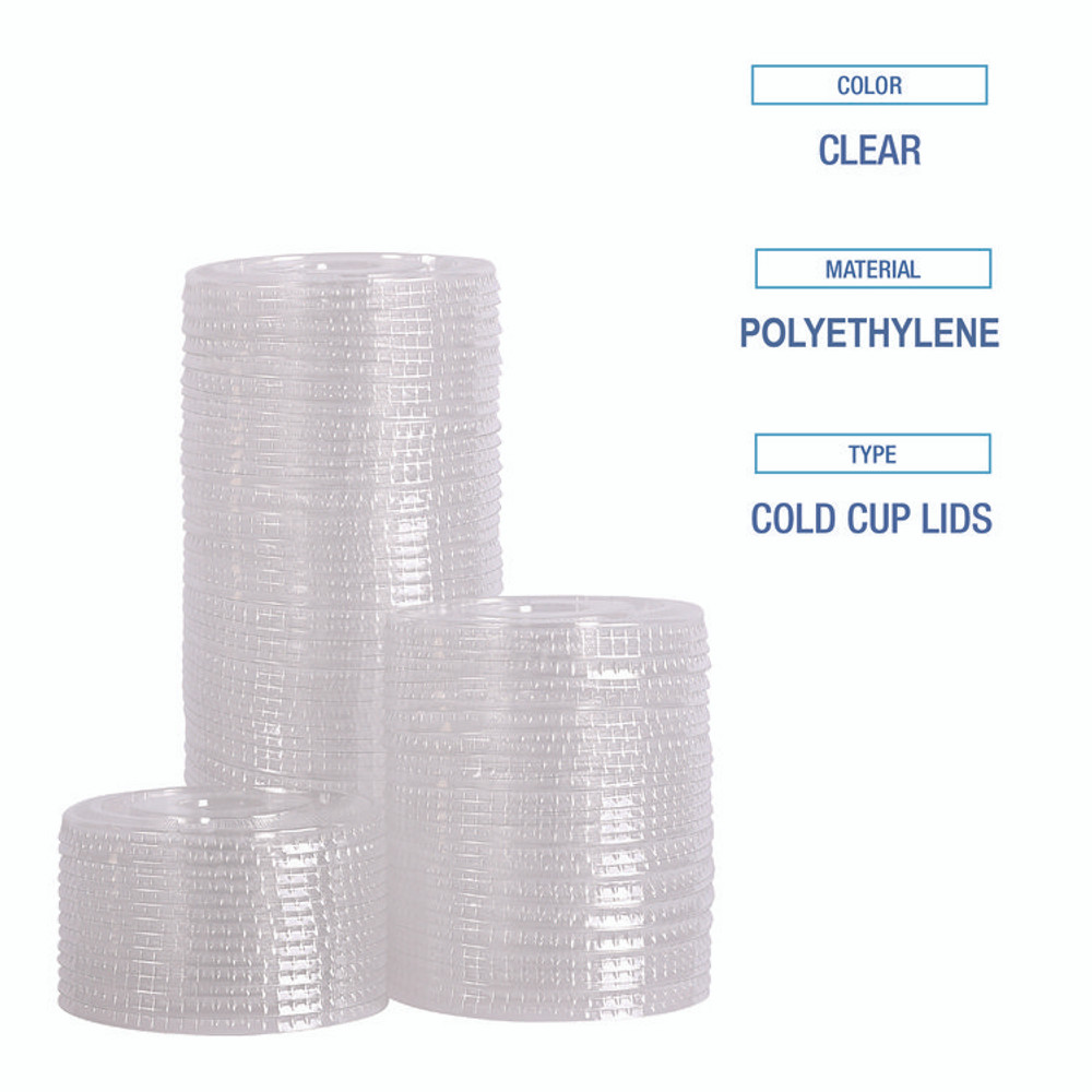 BOARDWALK PET912STRAW Crystal-Clear Cold Cup Straw-Slot Lids, Fits 9 oz Squat/12 oz PET Cups, 1,000/Carton