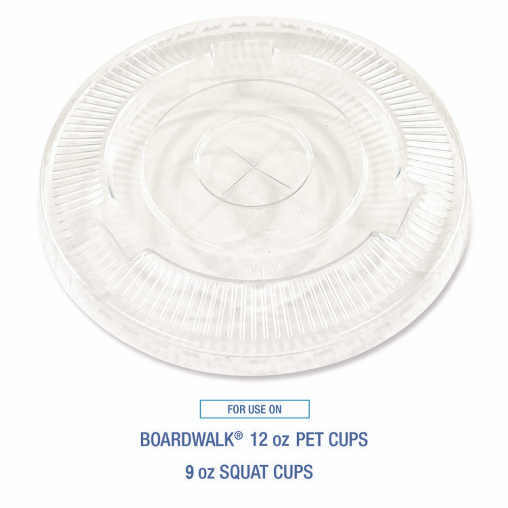 BOARDWALK PET912STRAW Crystal-Clear Cold Cup Straw-Slot Lids, Fits 9 oz Squat/12 oz PET Cups, 1,000/Carton