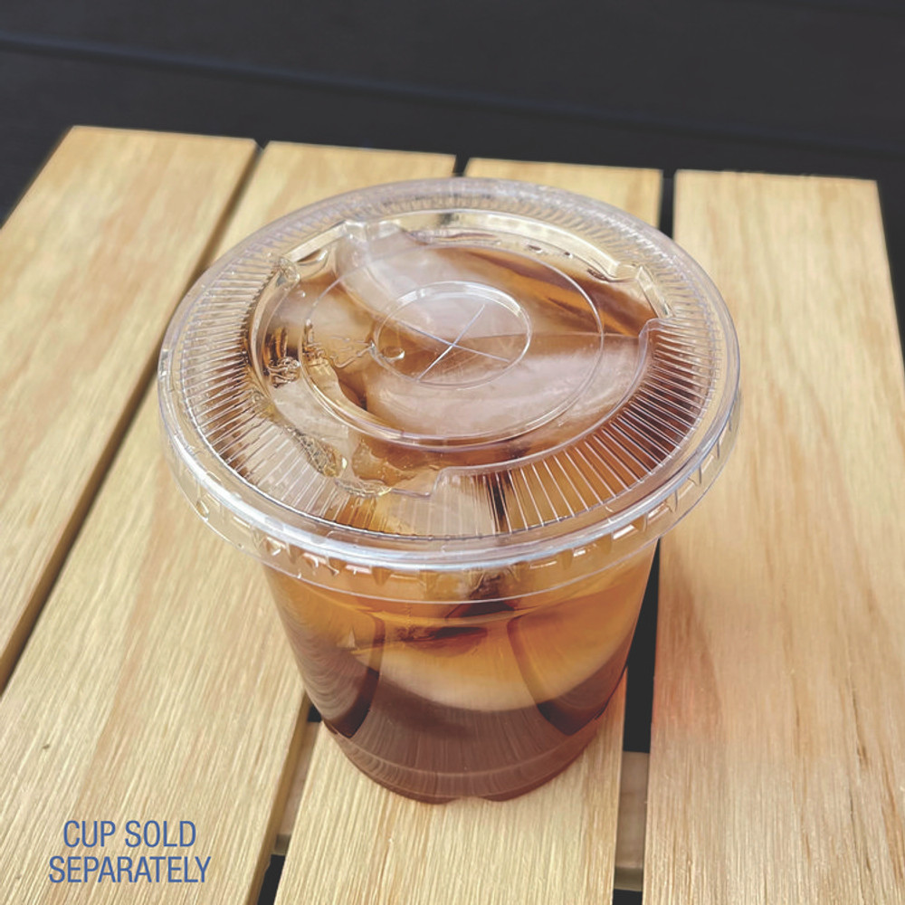 BOARDWALK PET912STRAW Crystal-Clear Cold Cup Straw-Slot Lids, Fits 9 oz Squat/12 oz PET Cups, 1,000/Carton