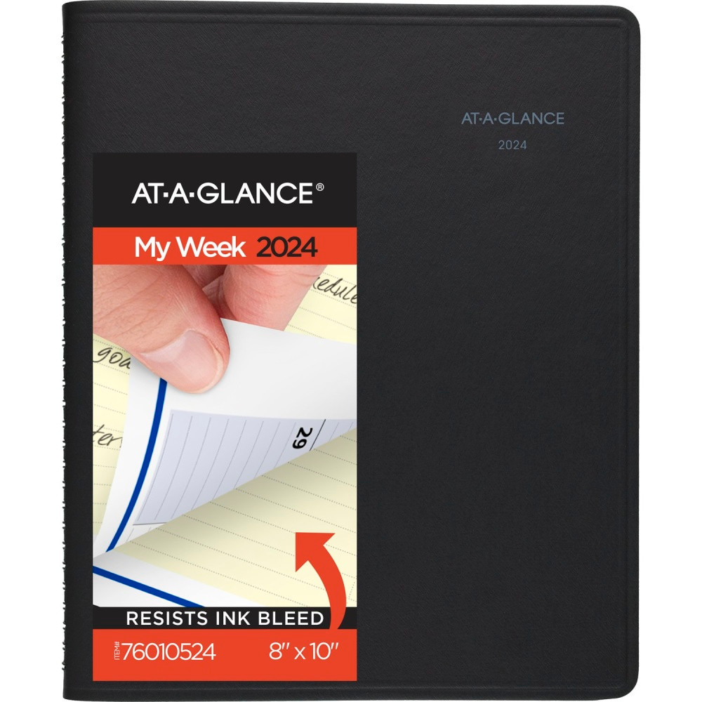 ACCO BRANDS USA, LLC AT-A-GLANCE 76010524 2024 AT-A-GLANCE QuickNotes Weekly/Monthly Appointment Book Planner, 8in x 10in, Black, January To December 2024, 760105