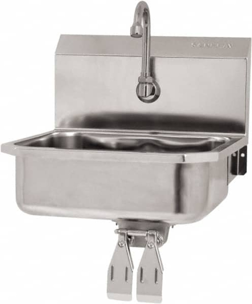 SANI-LAV 605D Hand Sink: Wall Mount, Double Knee Valve Faucet, 304 Stainless Steel