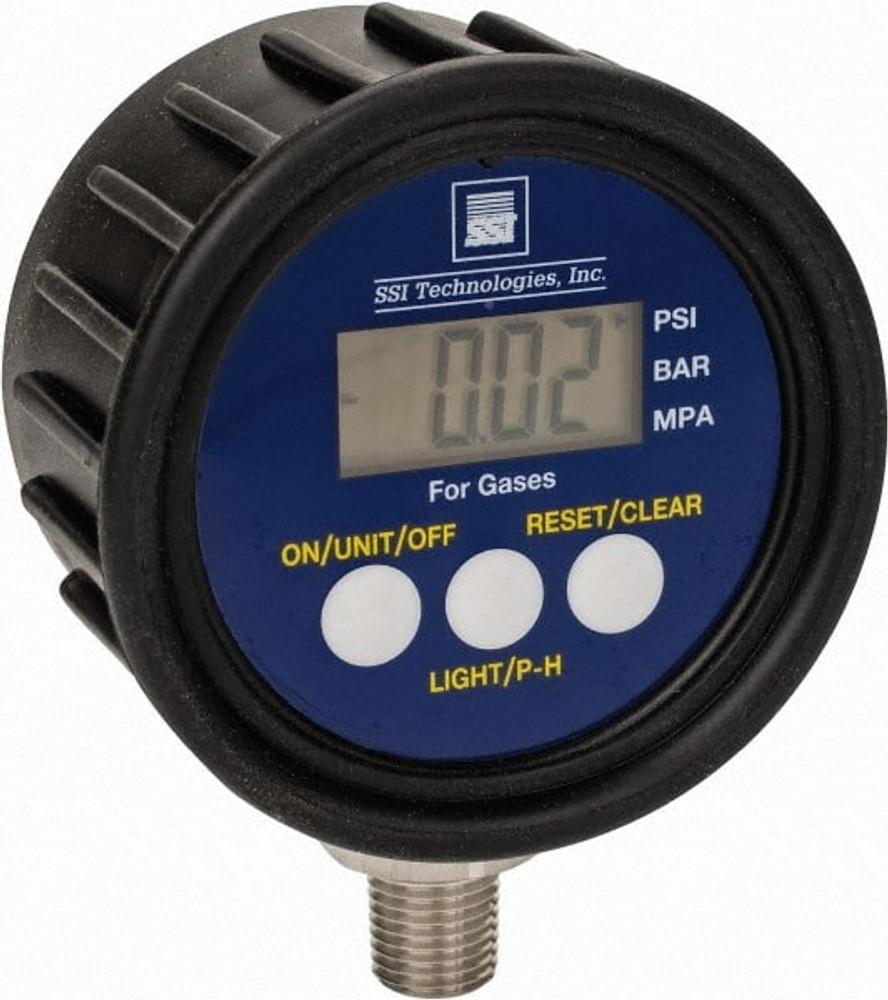 SSI Technologies MG1-5000-A-9V-R Pressure Gauge: 2-1/2" Dial, 1/4" Thread, NPT, Lower Mount