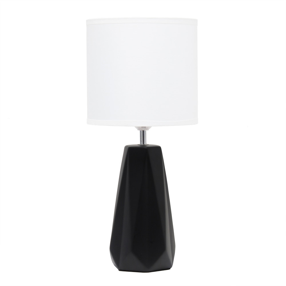 ALL THE RAGES INC Simple Designs LT2082-BLK  Ceramic Prism Table Lamp, 17-1/2inH, White Shade/Black Base