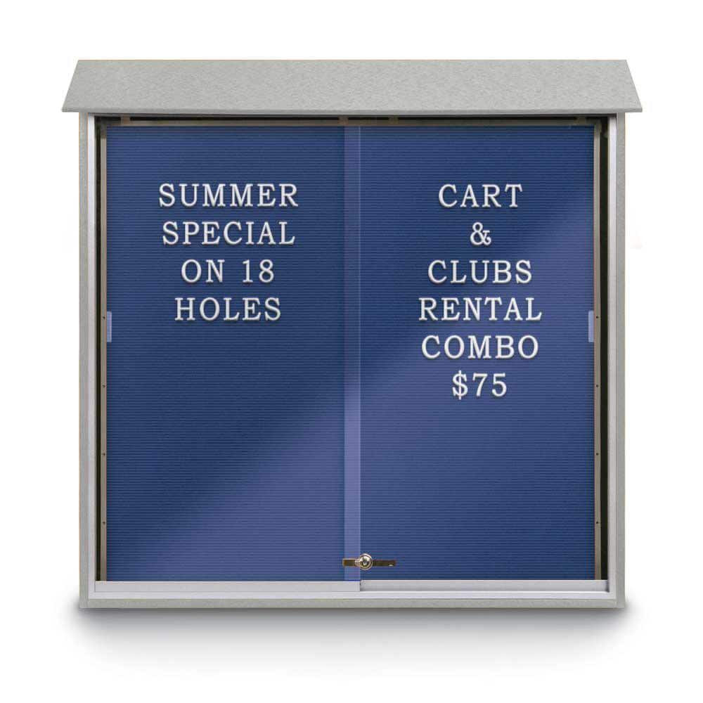 United Visual Products UVMC4848LB-LTGR Enclosed Letter Board: 48" Wide, 48" High, Recycled Plastics, Light Gray