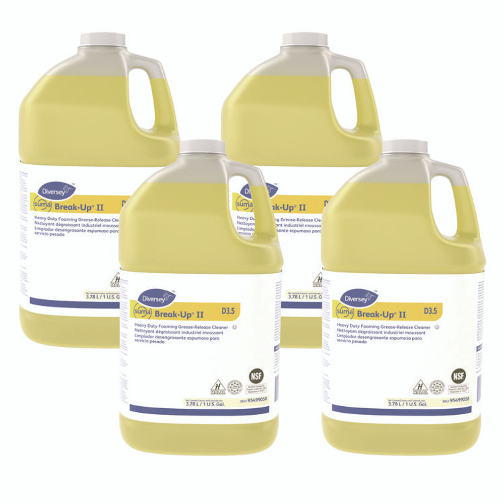 DIVERSEY 95499058 Suma Break-Up II D3.5 Heavy-Duty Foaming Grease-Release Cleaner, 128 oz Bottle, 4/Carton