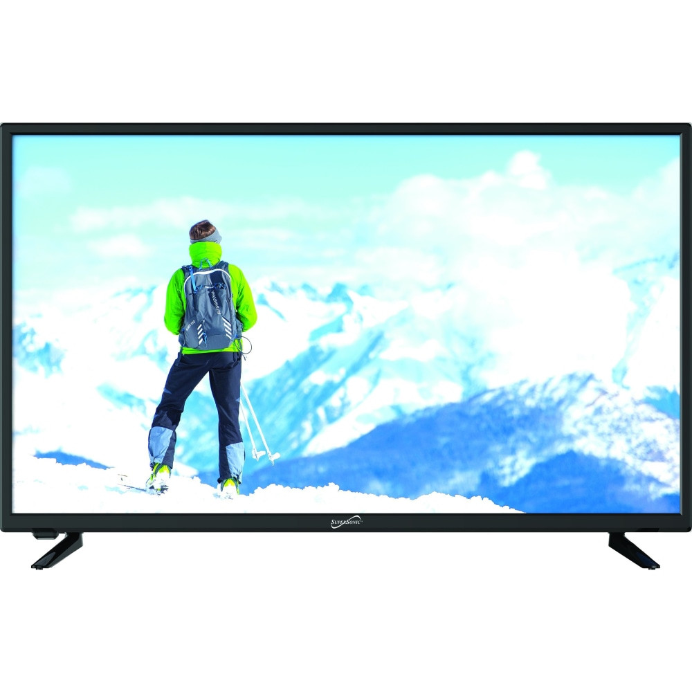 Enjoy high-resolution visuals on a widescreen display with the Supersonic 32in LED-LCD 720p HDTV. It features two 8W speakers for dynamic audio that can be adjusted by mode or controls. Choose from Movie, User Dynamic and Standard picture modes to find the best setting for your entertainment. The widescreen HDTV is wall and VESA mountable for versatile installation.  Uses built-in ASTC and NTSC tuners.  Features 2 built-in 8W speakers.  Color capacity of 16.7 million with peak brightness of 200 nits.  Contrast ratio is 1,000:1 for enhanced visuals.  Ergonomic viewing angle of 178 deg..  Response time is 8 ms for efficient operation.  HDMI input and USB port for playback of audio and video files and to update software.  MHL compatible for connecting smartphones, tablets and other portable electronic devices (MHL cable not included).  Customize picture with Movie, User, Dynamic and Standard modes.  Adjust sound with User, Dynamic, Standard and Soft modes, separate bass, treble and balance controls.  Multi-language on-screen display for ease of use.  Use headphones with headphone output featuring digital noise reduction.  Wall and VESA mountable.  Includes a remote, AC power adapter and users manual.  Backed by the manufacturers 90-day limited warranty.