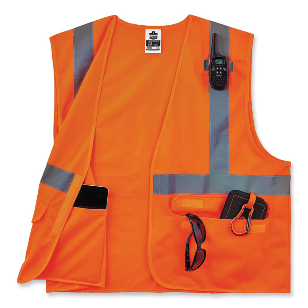 TENACIOUS HOLDINGS, INC. ergodyne® 21179 GloWear 8225HL Class 2 Standard Solid Hook and Loop Vest, Polyester, Orange, 4X-Large/5X-Large
