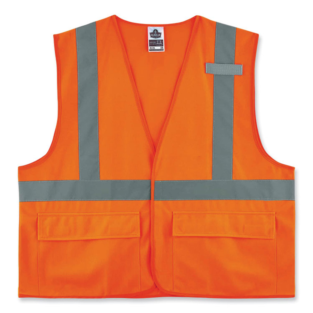 TENACIOUS HOLDINGS, INC. ergodyne® 21179 GloWear 8225HL Class 2 Standard Solid Hook and Loop Vest, Polyester, Orange, 4X-Large/5X-Large