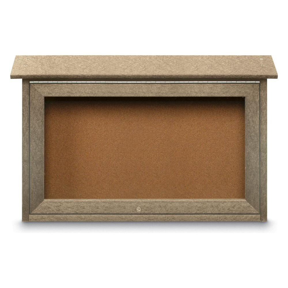 United Visual Products UVSM1829-SAND Enclosed Cork Bulletin Board: 18" Width, 29" Height, Cork Over Fiberboard, Natural Cork