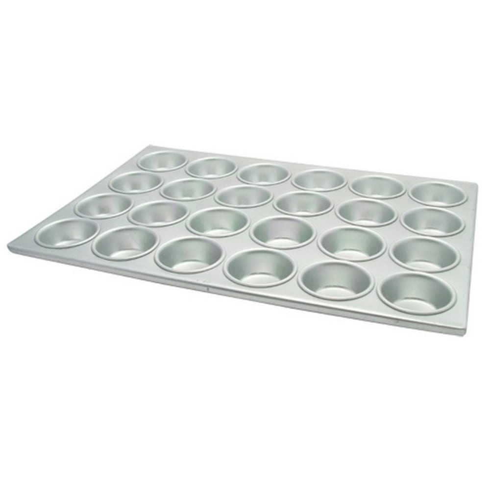 WINCO AMF-24  24-Cup Aluminum Muffin Pan, 2-3/4in Holes, Silver