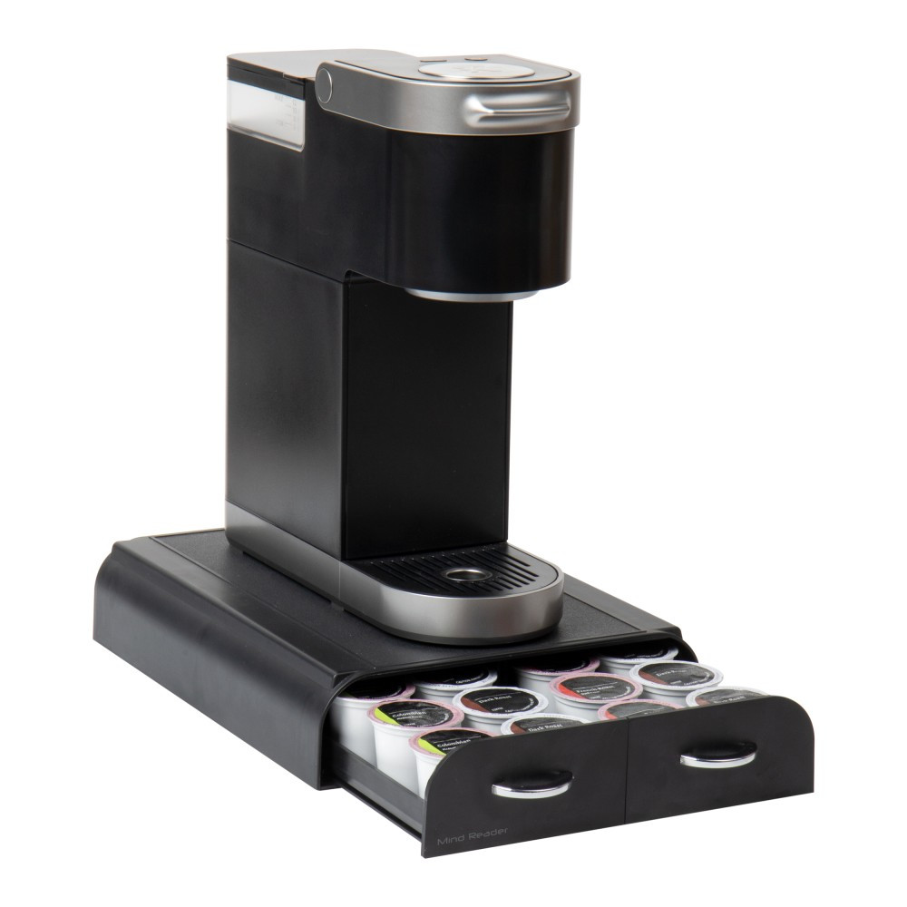 Single-Serve Coffee Pod Organizer - A Stress-Free Way to Start Your Day Make mornings more enjoyable with this single-serve coffee pod organizer. Designed to store 24 single-serve pods, this convenient drawer system allows you to arrange your favorite flavors in multiple ways to cater to various tastes and preferences. With two drawers each holding two rows of six single-serve pods, you will never have to rummage through a cluttered mess to find the perfect pod. This coffee pod organizer also doubles as a single-pod coffee brewer base, compatible with Keurig Mini Series, creating a complete coffee station at your fingertips.  Simplified Coffee Routine: Make your morning coffee routine a breeze with this single-serve coffee drawer, which provides a central location for a variety of coffee choices, making it easier to choose your preferred blend  Space-Saving Design: This coffee drawer has a modern, sleek design that saves countertop space, providing ample storage without taking up too much room in your kitchen  Easy Maintenance: The coffee pod drawer is easy to maintain, simply clean with a damp cloth and mild soap for quick and easy upkeep  Durable Construction: Built for daily use, this coffee pod drawer is durable enough to be used multiple times each day and features rubber grips on the base to keep it securely in place  Perfect Dimensions: Measuring 9.5 inches long x 12.25 inches wide x 2.5 inches tall (24.13 x 31.12 x 6.35 centimeters) and weighing 2.18 lbs (0.99 kilograms), this coffee pod drawer is the perfect size for any countertop